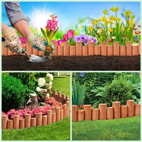 Wooden Fence Garden Landscape Edging Decorative Flower Bed Edging for Yard Lawn - Picture 3 of 39