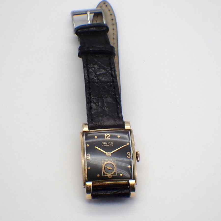 Gruen Curvex Precision Watch 17 Jewels 14K Gold Black Dial 1940 | eBay