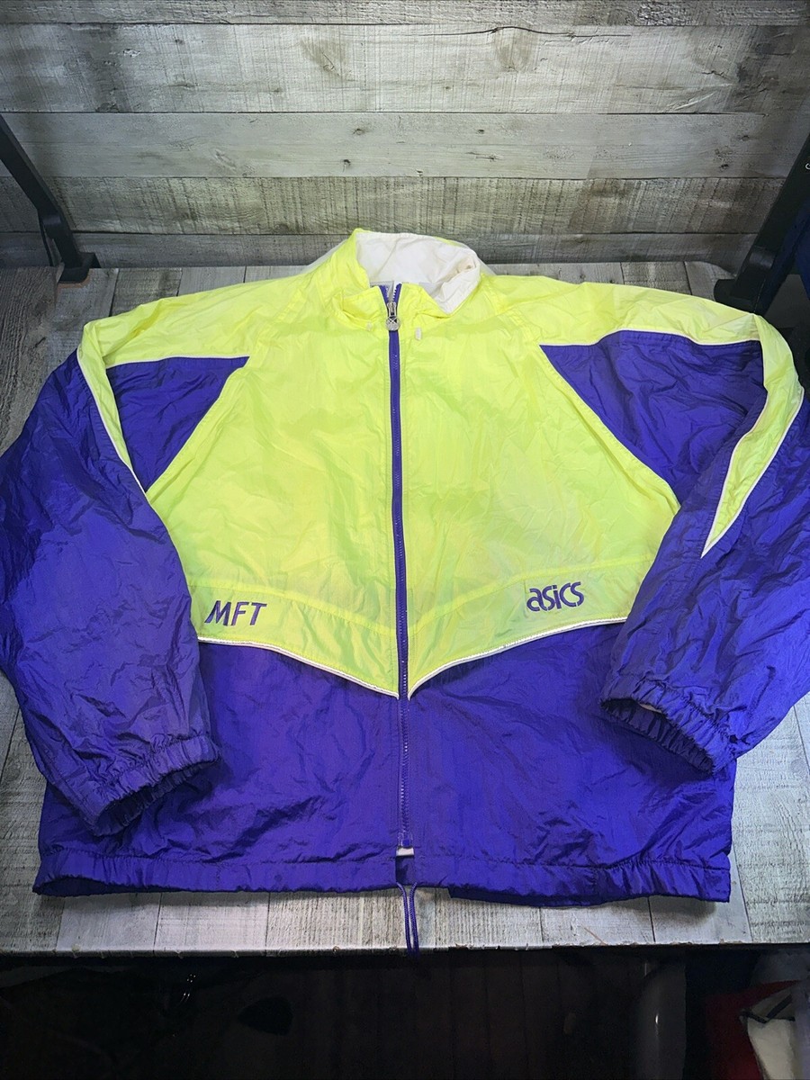 Vintage ASICS MFT Windbreaker / Track Jacket Green And Purple
