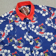 Utz Chips Shirt Men Large Blue Hawaiian Aloha Salie All Over Print Camp New