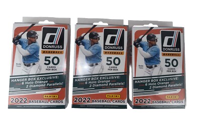 LOT OF 3- 2022 Panini Donruss Baseball 50 Card Hanger Box 6 Holo Orange