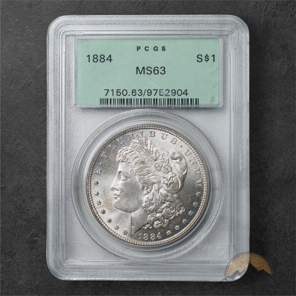 PCGS Certified MS 63 Graded 1884 Year Morgan US Dollars (1878-1921