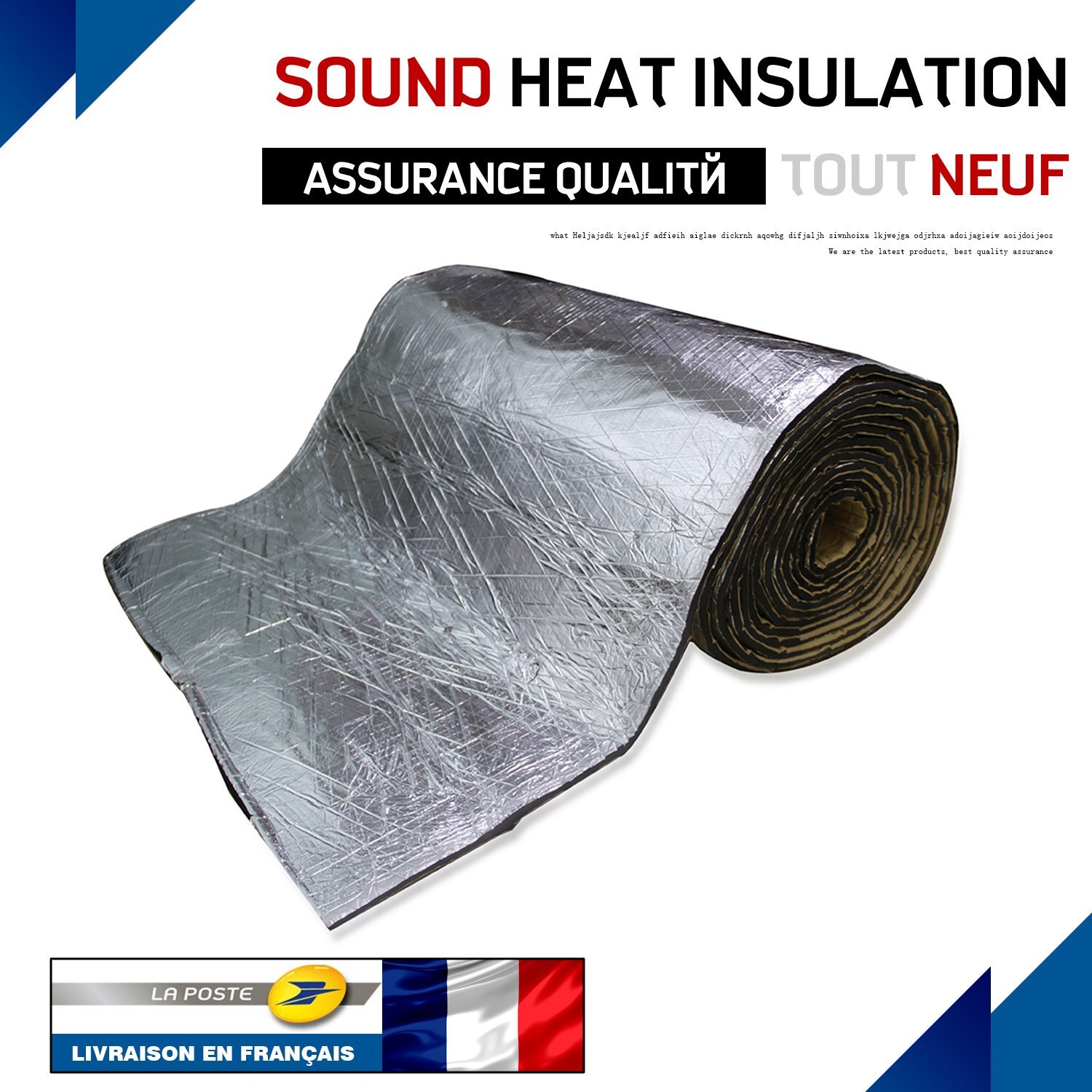 Rouleau isolant thermique et phonique voiture 20" x 80" 6mm