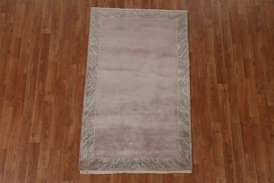 Alfombra pequeña contemporánea nepalí con bordes de 3x5 pies de felpa de lana hecha a mano alfombra de vestíbulo Foto 2 de 4