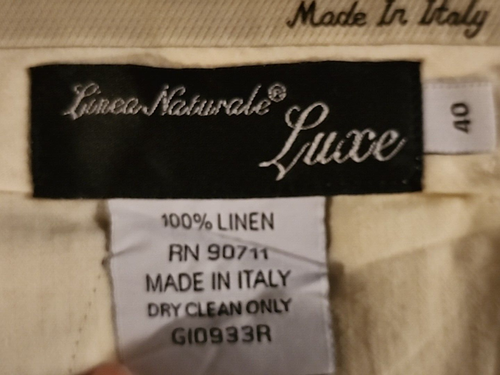 Linea Naturale Luxe Pants Men 40x30 Beige 100% Italian Linen Flat Front TBM #925 - Picture 17 of 17