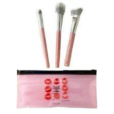 Laruce Beauty 3 Piece Contour Brush Set w Limited Edition Pouch NEW RV $50