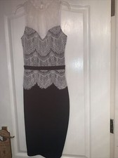 lipsy kardashian kollection Dress Size 8. VGC. Black With White Lace. Christmas