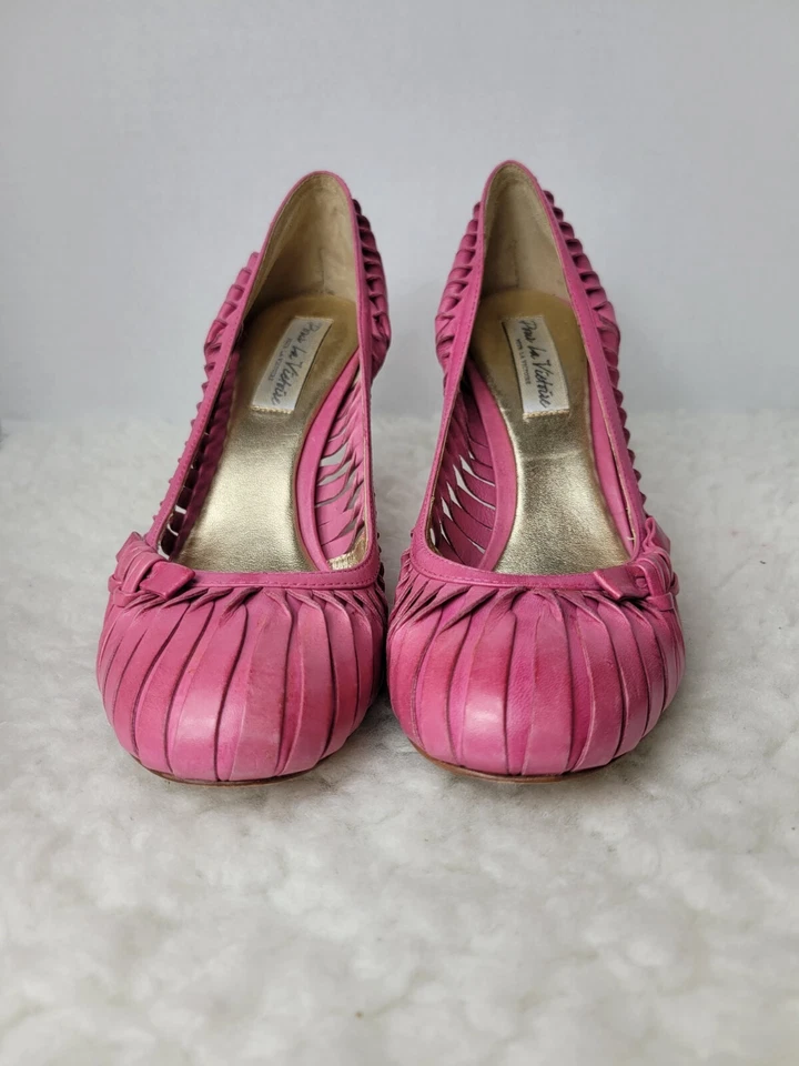 PLV Pour La Victoire Cenya 9.5 Azalea Rosa Naranja Cuero Tobillo Corbata Tacones Foto 2 de 4