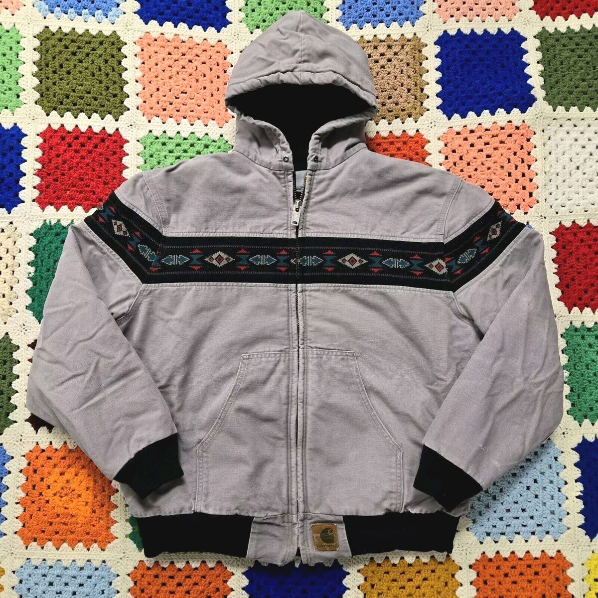Vtg 90s Carhartt Aztec Hooded Jacket J78 CMT XL Southwest Vtg 90s Carhartt Aztec Hooded Jacket J78 CMT XL Southwest