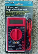NEW CEN-TECH 7 FUNCTION DIGITAL MULTIMETER WITH LEADS DC-AC VOLTAGE MULTI TESTER