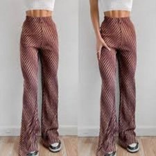 Urban Outfitters UO Margot Print Wide-Leg Pant M Sheer Plisse Dot Lettuce Hem
