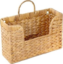 Image of Magazine Holder Wall Basket Water Hyacinth Woven Organizer, Wicker Wall Hangi...