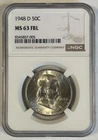 1948-D Franklin Half Dollar Coin NGC MS 63 FBL