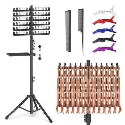 Braiding Hair Rack with Tray, 2-Sided 144 Pegs, Heavy Duty Braiding Rack Stand f