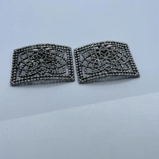 Vintage Victorian Style pair marcasite cut steel shoe buckles Clip