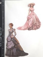 Lot of 2 Victorian Ladies Fancy Dresses Hat SINGLE LAYER Embellishments 1074