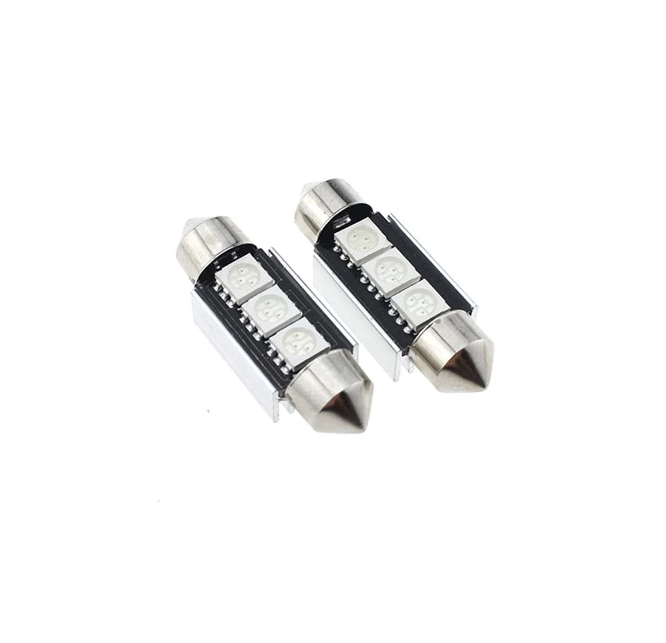 Lâmpada LED festão 6418 36mm C5W super brilhante 4SMD 5050 luz interior de carro vermelha - Imagem 3 de 4
