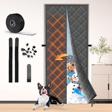 Magnetic Thermal Insulated Door Curtain Fit Doors 38'' X 82'', Thermal Door Blan