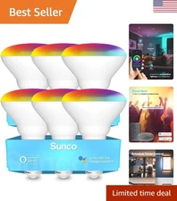 6 Pack of Sunco BR30 Color Changing LED Bulbs - Dimmable, Home Automation Ready