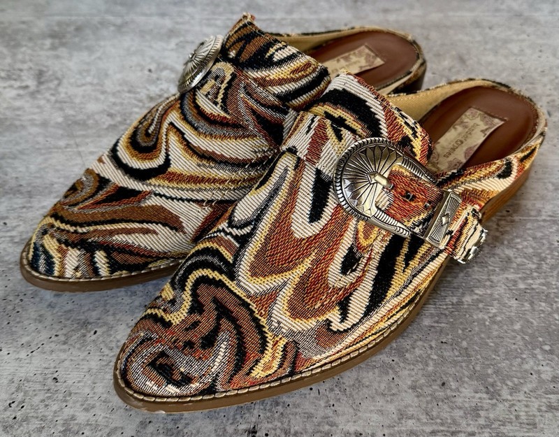 Band Of Gypsies Greta Mules Tapestry Slip-On Buckle Size 7