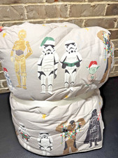 Pottery Barn Kids STAR WARS Holiday Comforter Gray Twin Size Christmas NEW