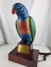 Untested Wooden Landline Phone Vintage Australia RAINBOW LORIKEET Bird Parrot