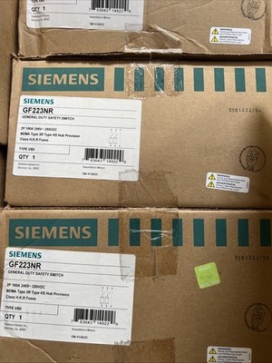Siemens GF223NR Fusible Outdoor 100 Amp 240VAC 250VDC 3R Rainproof Disconnect