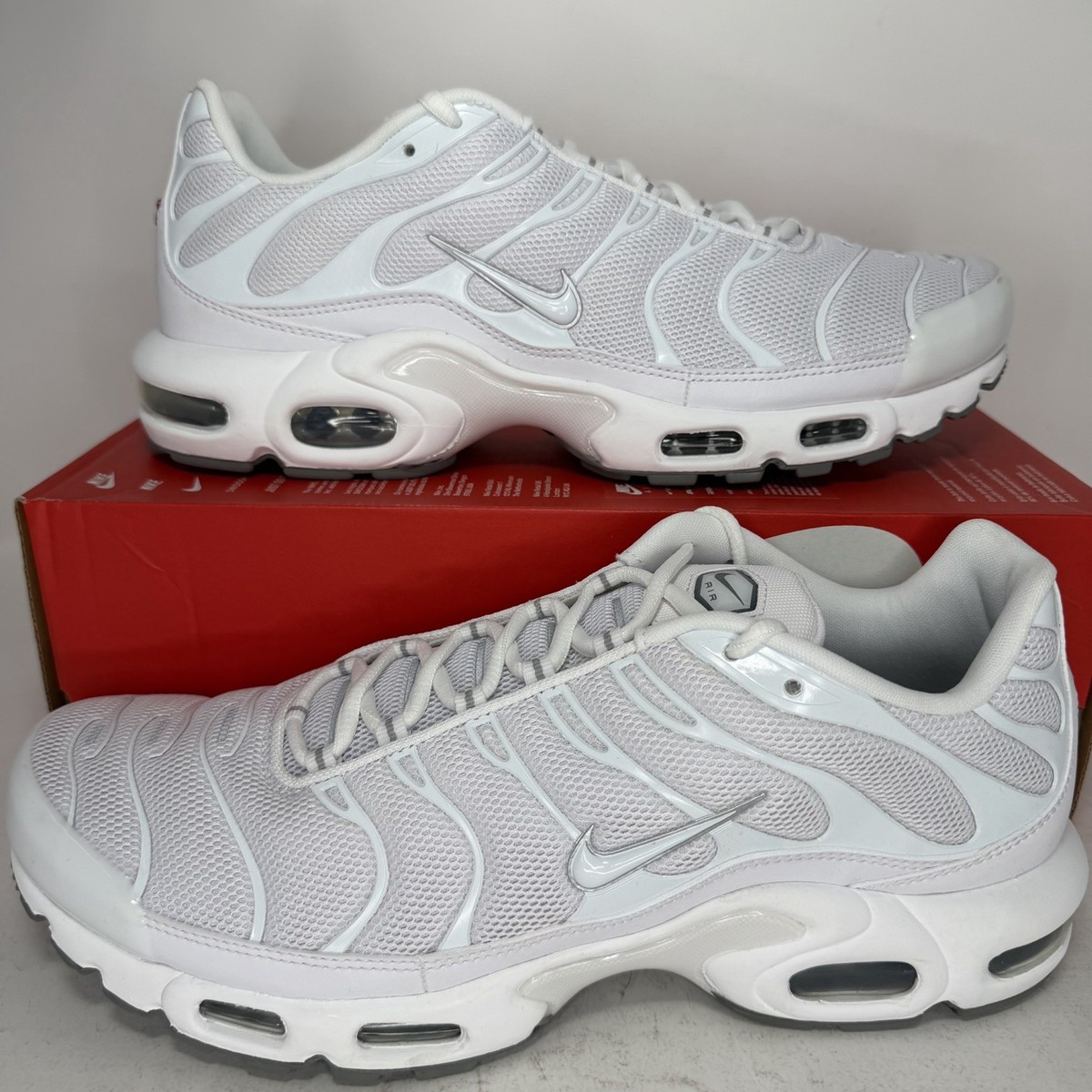 Nike Air Max Plus Triple White Grey Sneakers Men's Sizes 604133