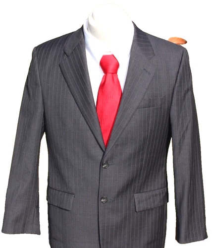 Lauren Ralph Lauren Sz 38R Gray Pinstriped 100% Wool 2 Button 2 Piece Suit 34x31