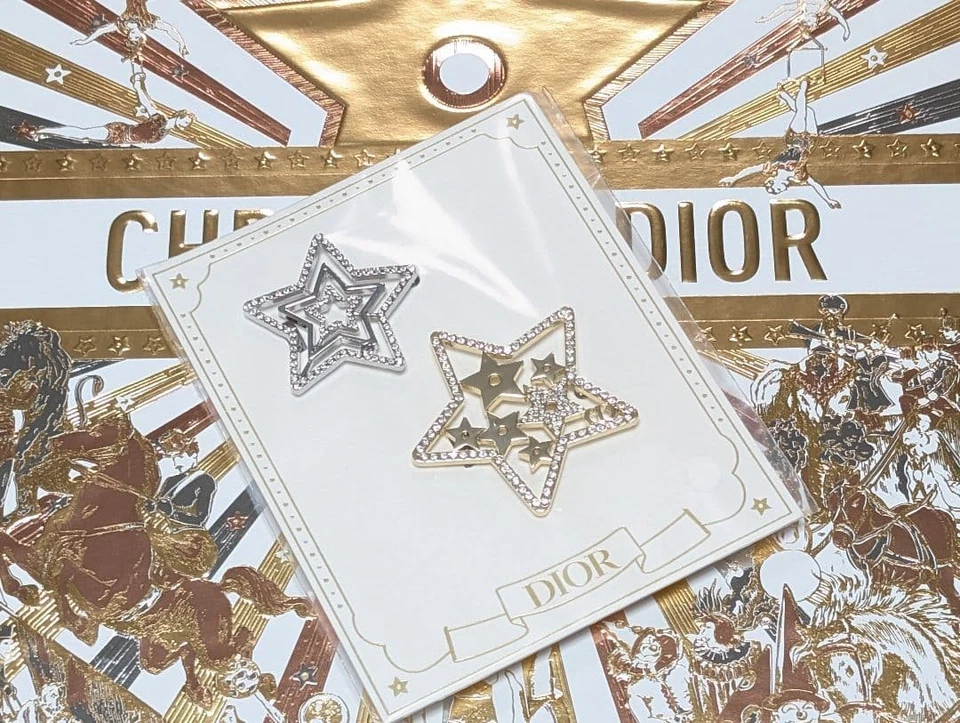 Pinzas para el cabello de vacaciones DiorNovelty 2025 2 piezas logotipo plata oro regalo de Navidad Foto 2 de 4