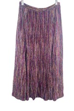 ANTHROPOLOGIE Maeve Midi Skirt A-Line Purple Multicolor Woven Ribbed Lined Sz M