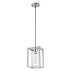 YANSUN 1-Light Brushed Nickel Pendant Light with Clear Glass Shade for Kitchen