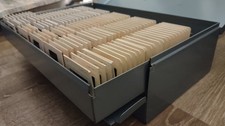 1980s LOGAN 1500G Double Decker Metal Slide File Box 1500 2x 2" Slides w/2 Trays