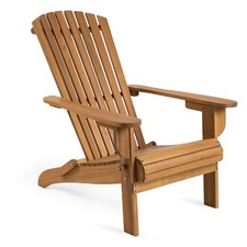Folding Adirondack Garden Chair, Acacia Wooden Outdoor Deck Chair, Vonhaus