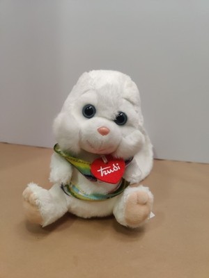 Trudi Plush White Angora Bunny long hair Stuffed Animal Easter spring soft toy