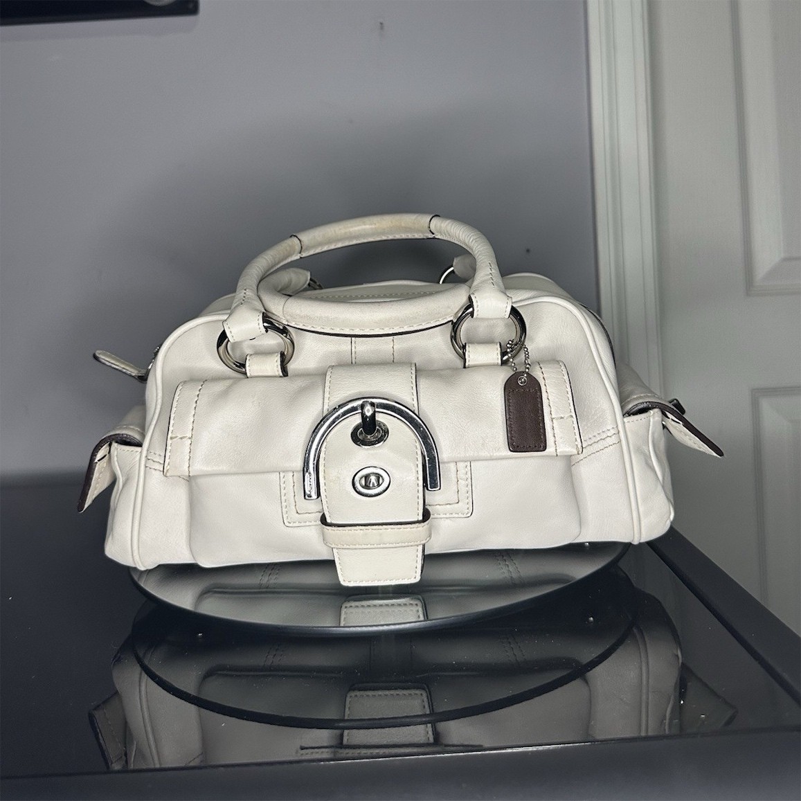 2005 Vintage Coach Classic White Satchel Top Handle Bag No. H05S