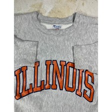 Vintage Champion Reverse Weave Warmup Illinois Sweatshirt Crewneck Gray L 80s