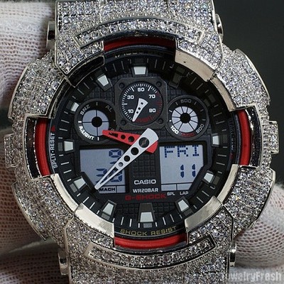 Custom CZ Bust Down Casio Iced Out G-Shock GA-100 Mens Watch