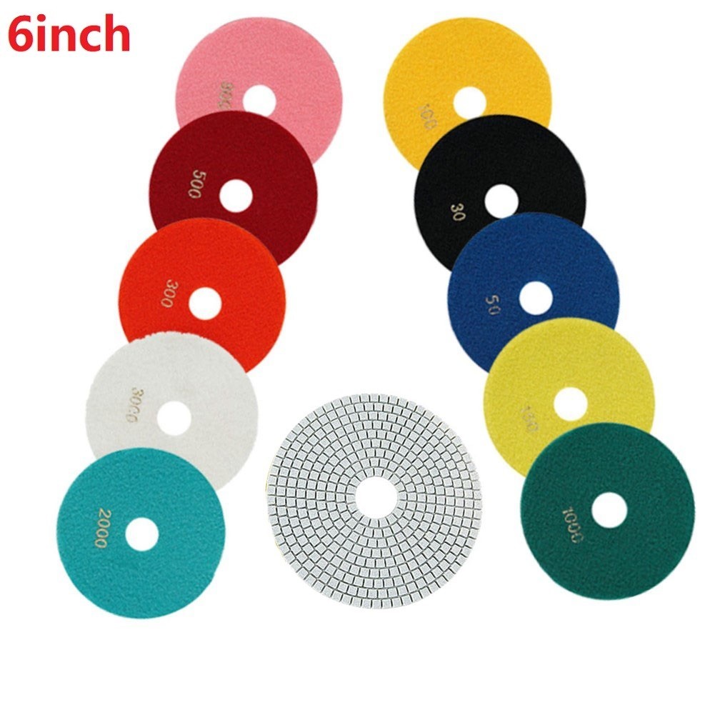 6 Inch 150mm Dry/wet Diamond Polishing Pads Flexible Grinding Discs For Granite