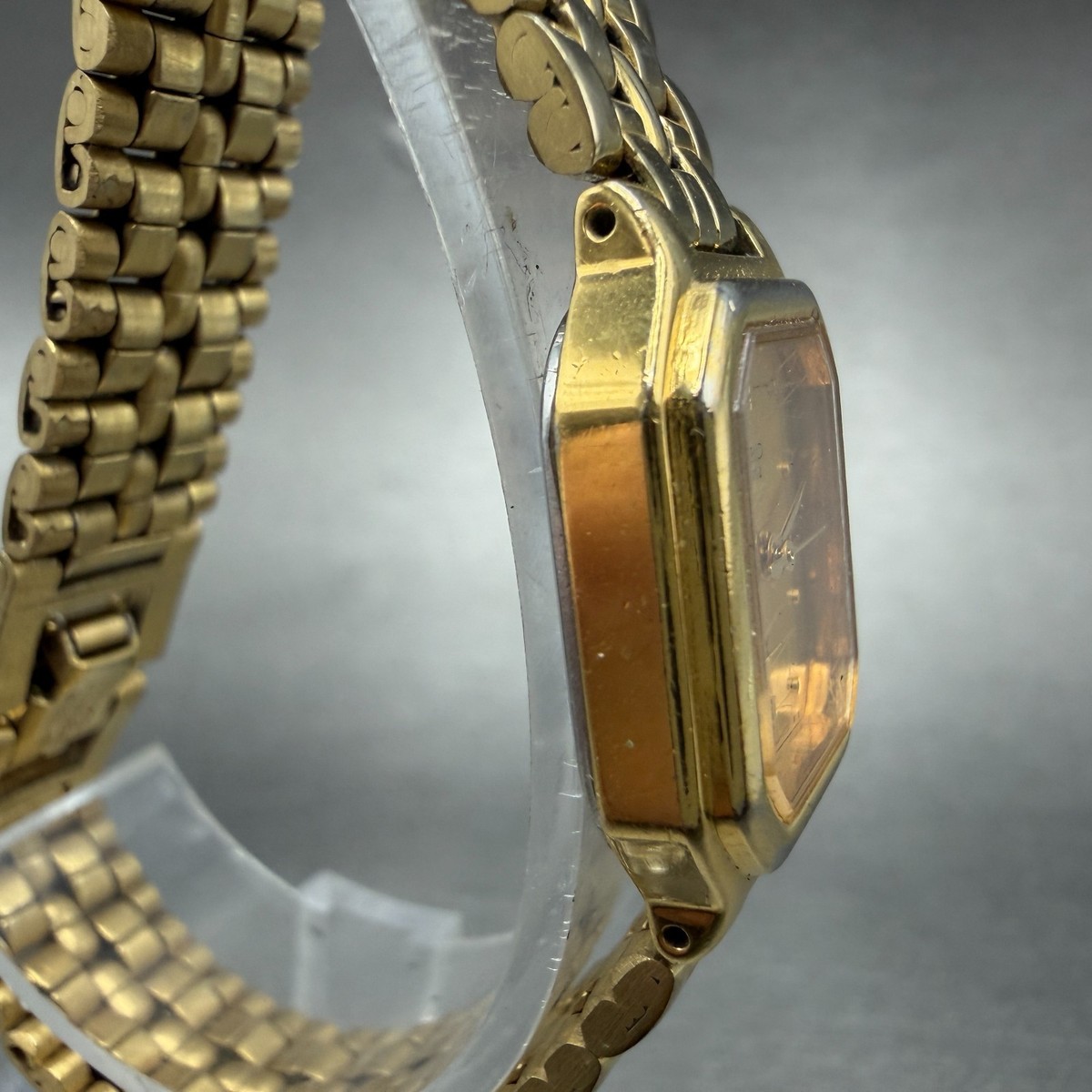Seiko SX Watch Women 17mm Gold Dial Gold Tone Octagon V401-5251