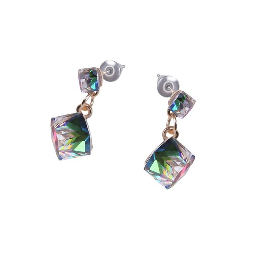 Magic Cube Boucles D'Oreilles Colorées Miniblings - Bijoux Fantaisie Casino Puzzle 3D Bois Et Papier