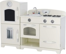 White Wooden Toy Kitchen with Fridge Freezer and Oven by Teamson Kids TD-11413W
