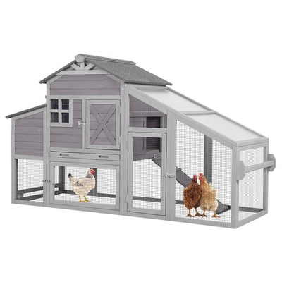 #ad Chicken Coop Mobile Chicken House on Wheels Wooden Poultry Cage with Nesting Box $199.99