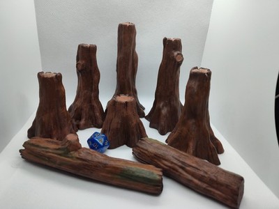 tree trunk hand painted terrain DnD ttrpg set of 8