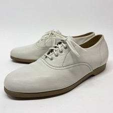 Vtg Florsheim White Supple Leather Oxford USA Made Summer Size 9 D Circa 1985