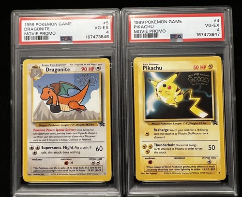 Pikachu & Dragonite Pokemon Movie Promo PSA 4 Black Star 1999 Vintage EX Graded