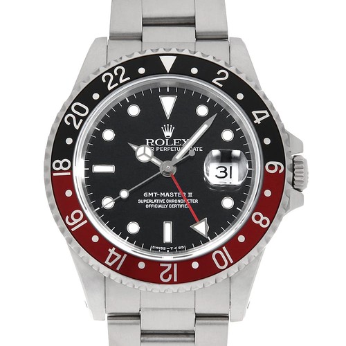 ROLEX GMT Master II Red and Black Bezel 16710 black All tritium single buckl...