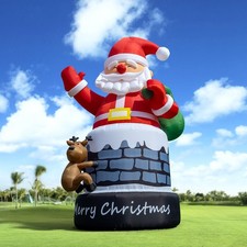 33FT Giant Christmas Inflatable Santa Claus Reindeer Outdoor Blow Up Yard Decor