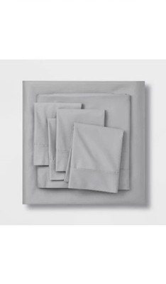 Threshold 6pc 800 Thread Count Solid Sheet Set Light Gray Full*