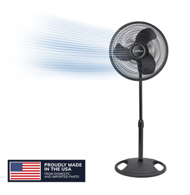 #ad Lasko 16quot; Oscillating Adjustable Pedestal Fan with 3 Speeds S16500 Black 18quot; $26.11